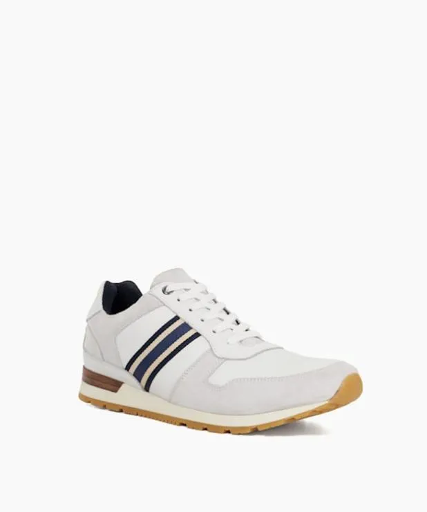 Dune London Trainers Men Leather Trainers With Canvas Stripe White