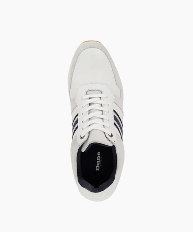 Dune London Trainers Men Leather Trainers With Canvas Stripe White
