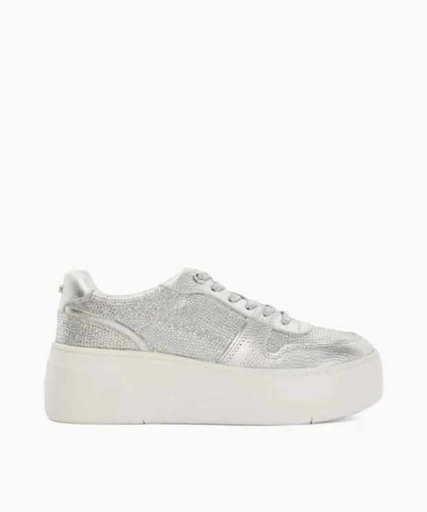 Dune London Trainers Women Lace Up Chunky Flatform Trainers Metallic
