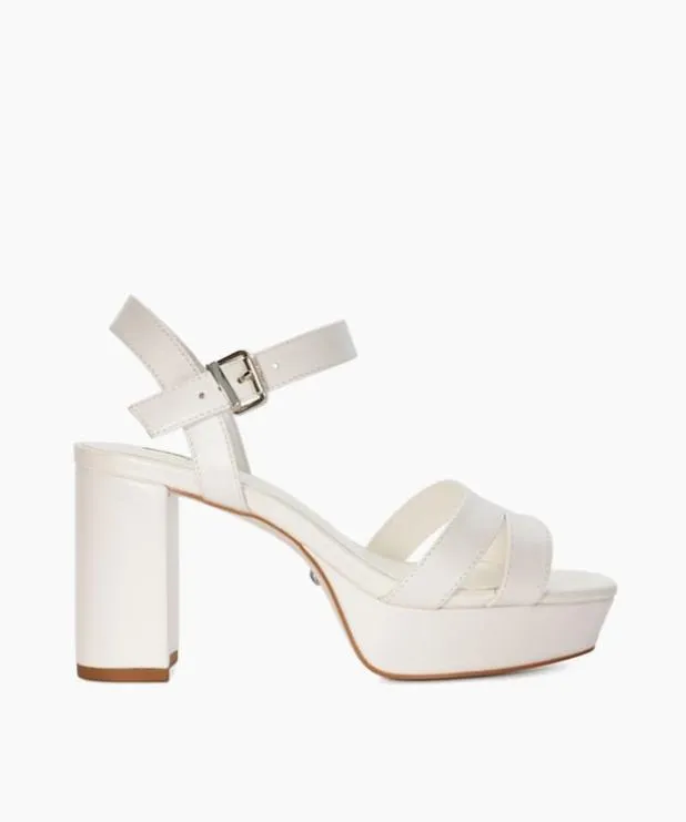 Dune London White Sandals Women Leather Platform Wedding Heels White
