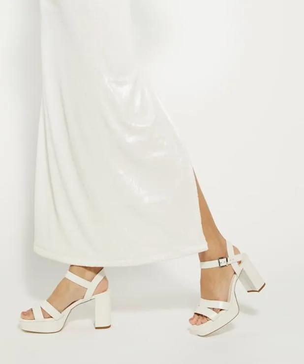 Dune London White Sandals Women Leather Platform Wedding Heels White