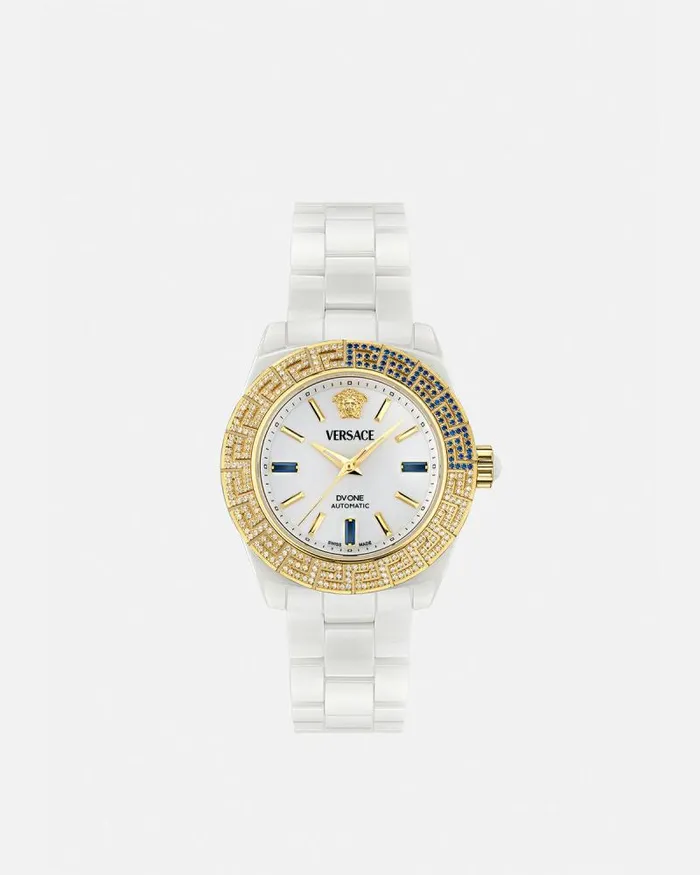DV One Automatic Diamond Watch White Women Versace Watches