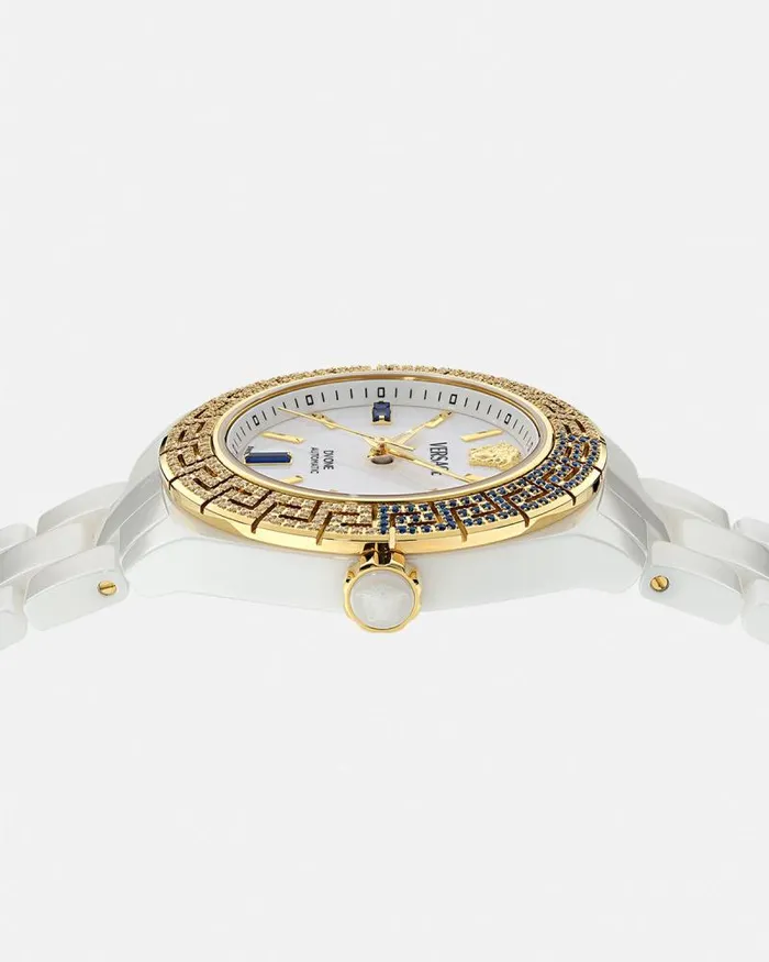 DV One Automatic Diamond Watch White Women Versace Watches
