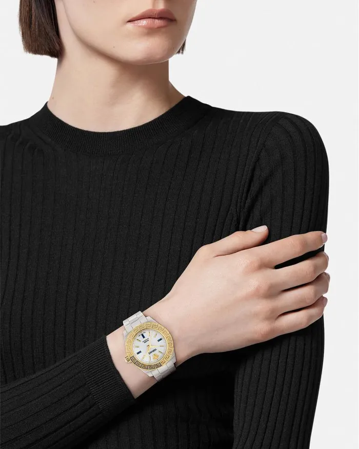 DV One Automatic Diamond Watch White Women Versace Watches