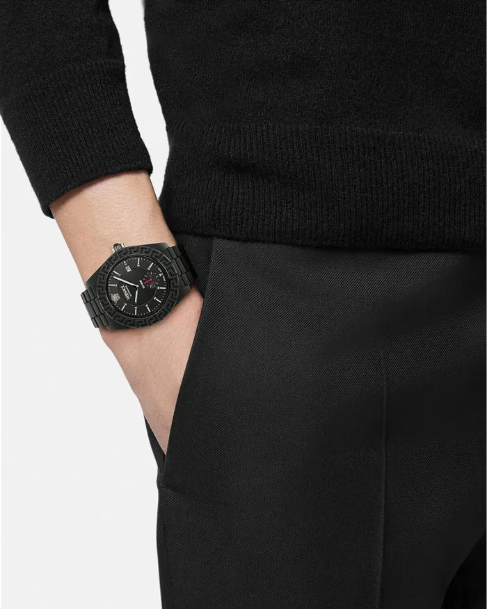 DV One Automatic Watch Black Men Versace Watches