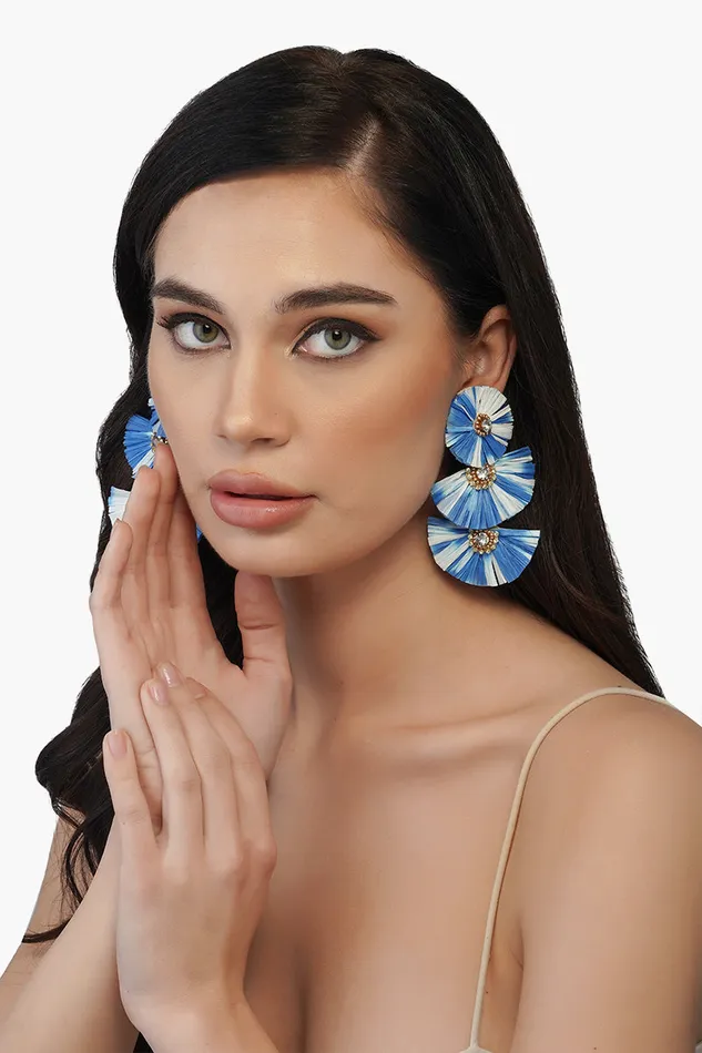 Earrings Indigo Dip Dyed Raffia Earrings 8211 America and Beyond Women