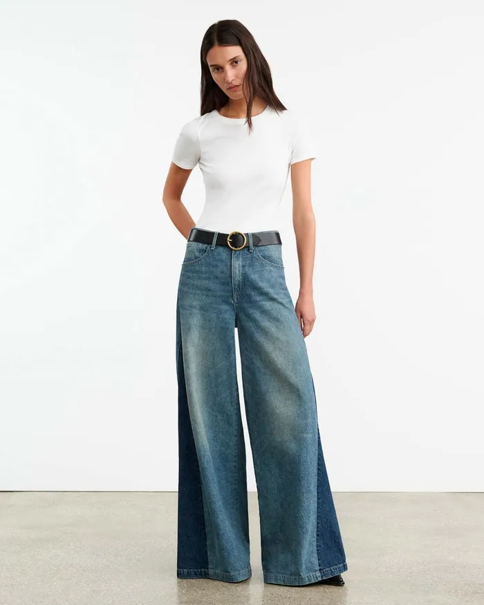 EBONY JEAN Blue Denim Patchwork Women Nili Lotan Denim