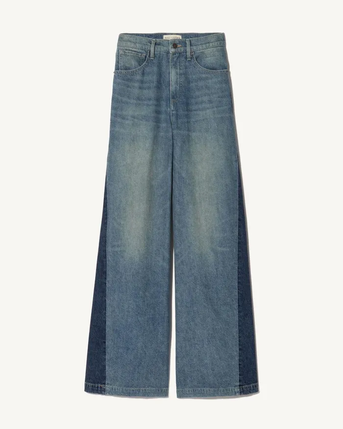 EBONY JEAN Blue Denim Patchwork Women Nili Lotan Denim