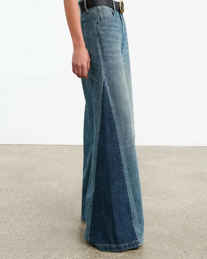 EBONY JEAN Blue Denim Patchwork Women Nili Lotan Denim