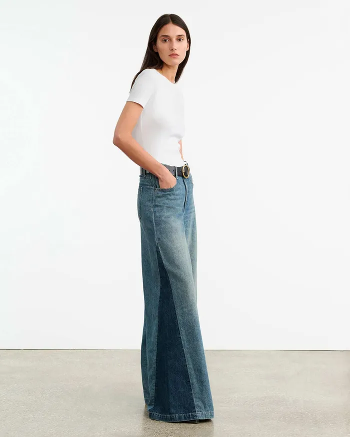 EBONY JEAN Blue Denim Patchwork Women Nili Lotan Denim