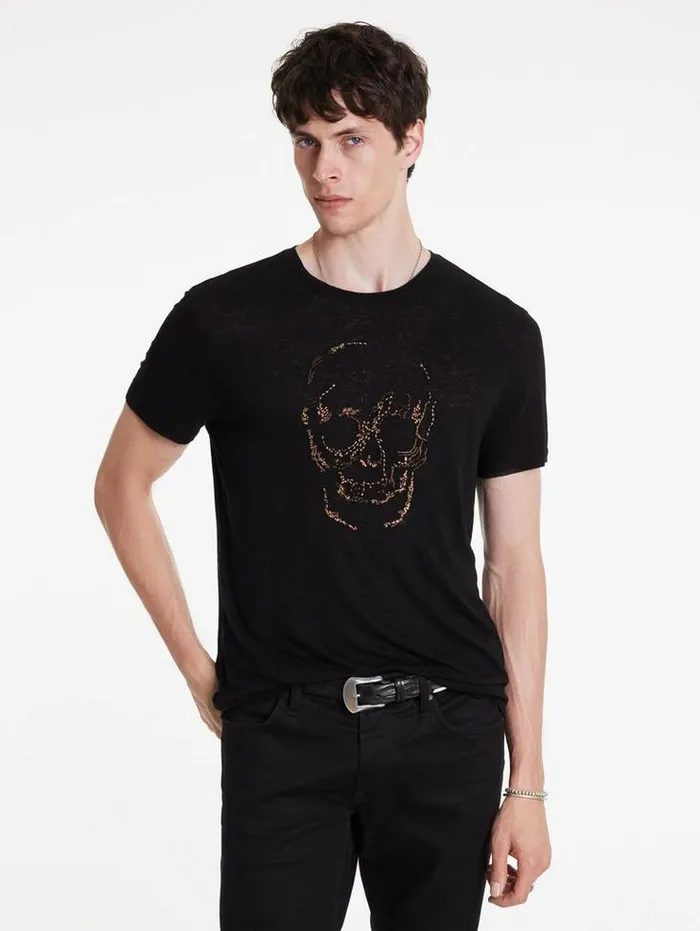 EMBELLISHED SKULL TEE Black Men John Varvatos Graphic Tees