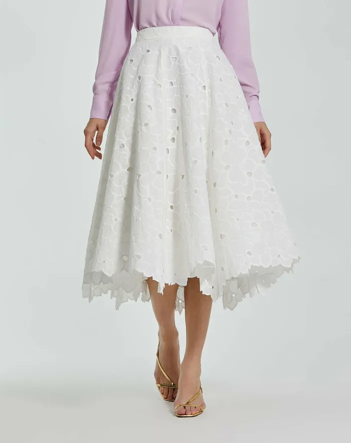 Embroidered Floral Aline Midi Skirt 8211 FINAL SALE White Women Skirts Mac Duggal Embroidered Floral Aline Midi Skirt 8211 FINAL SALE White Women Skirts Mac Duggal