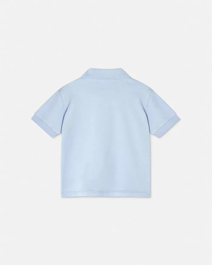 Embroidered Medusa Baby Polo Shirt Light Blue Children Versace Clothing