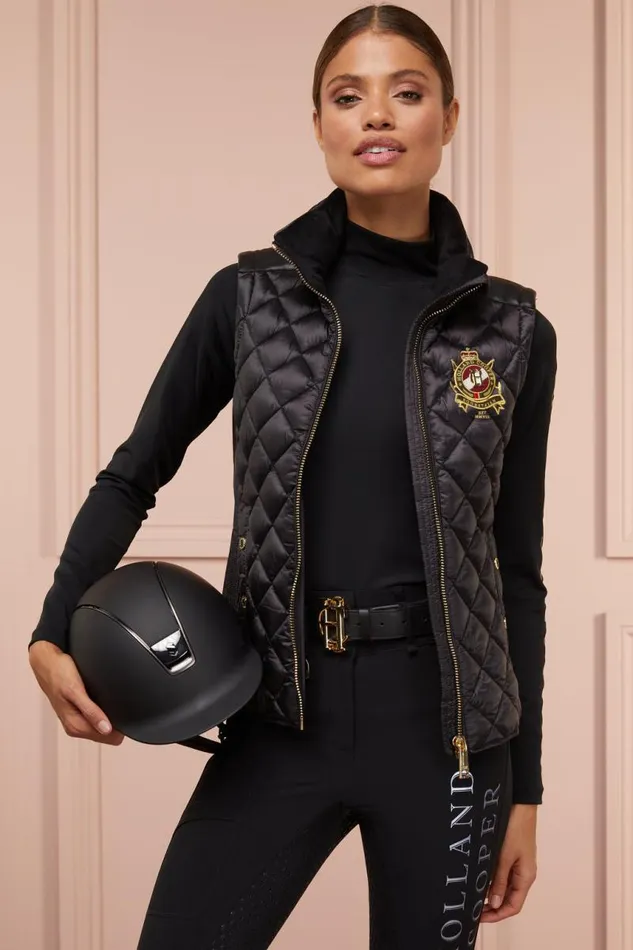 Equestrian Gilets Holland Cooper Diamond Quilt Classic Gilet Black