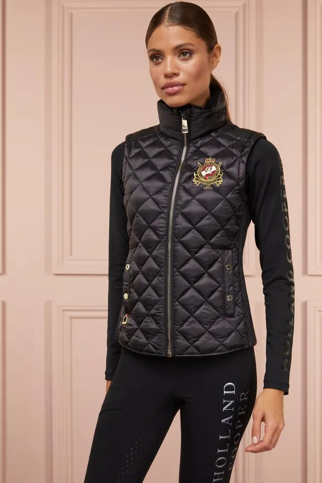 Equestrian Gilets Holland Cooper Diamond Quilt Classic Gilet Black