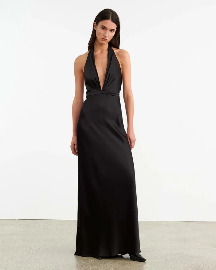 ESSY SILK GOWN Black Women Nili Lotan Dresses and Skirts