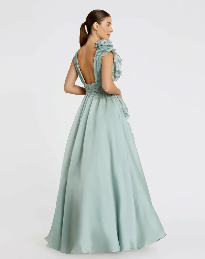 Evening Gowns Ruffle Detailed Evening Dress Mint 8211 Mac Duggal Women