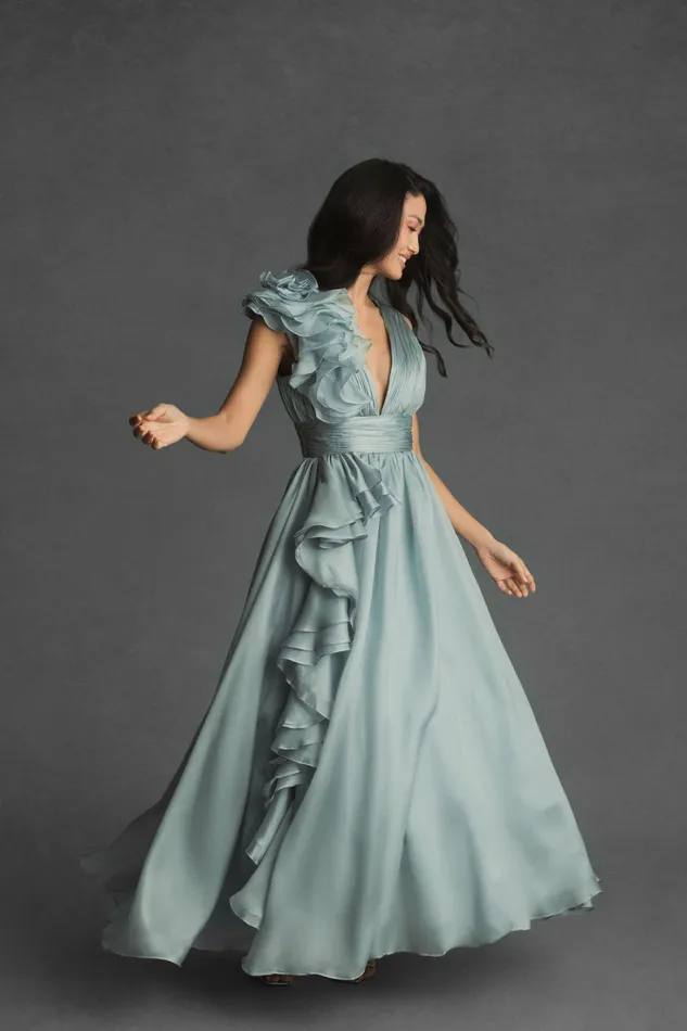Evening Gowns Ruffle Detailed Evening Dress Mint 8211 Mac Duggal Women