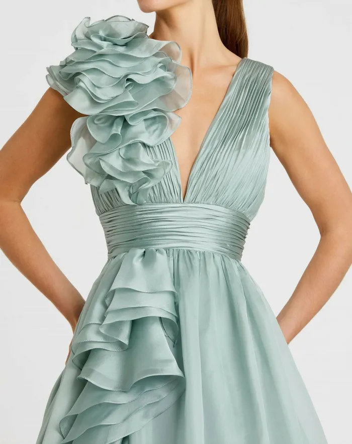 Evening Gowns Ruffle Detailed Evening Dress Mint 8211 Mac Duggal Women