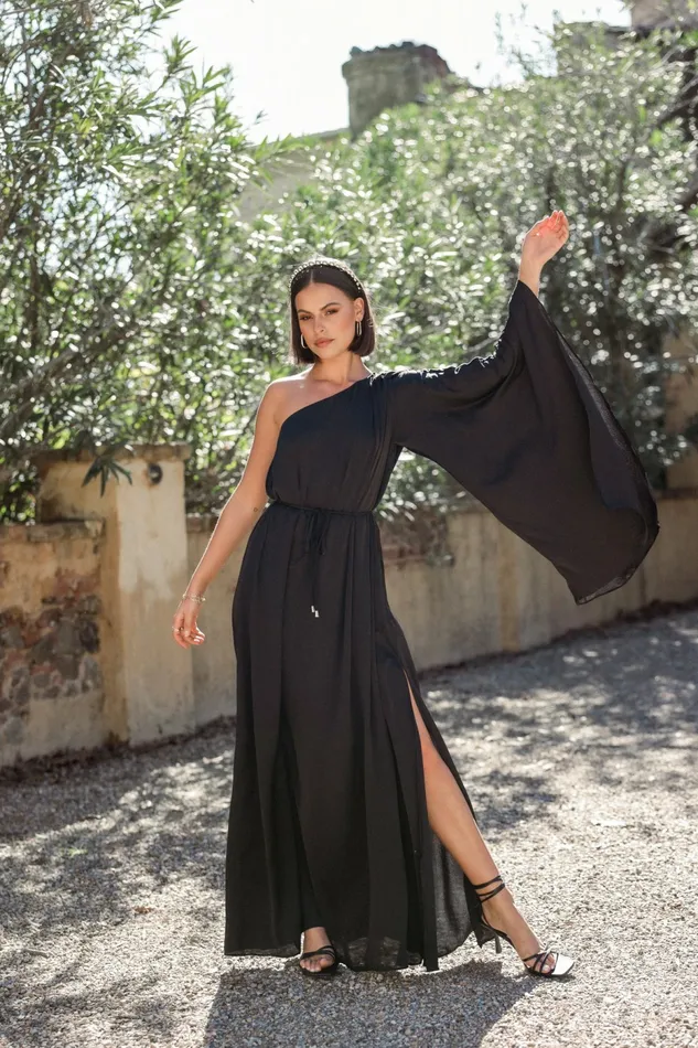 Event Dresses Matilda One Shoulder Maxi Dress Black Petal and Pup Women
