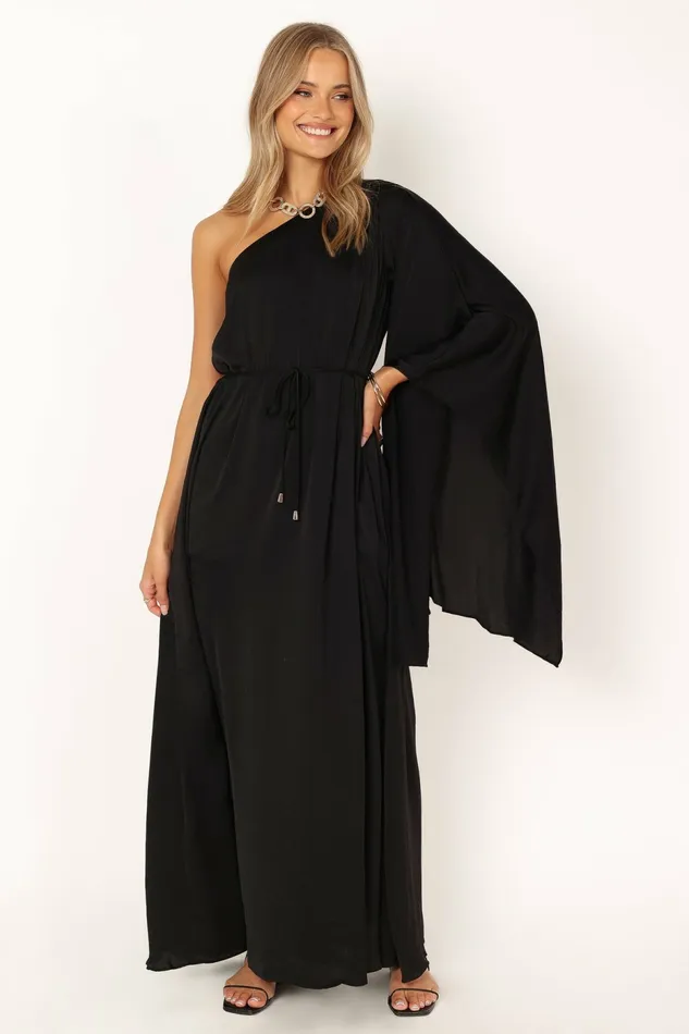 Event Dresses Matilda One Shoulder Maxi Dress Black Petal and Pup Women