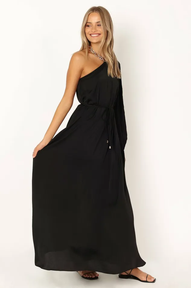Event Dresses Matilda One Shoulder Maxi Dress Black Petal and Pup Women