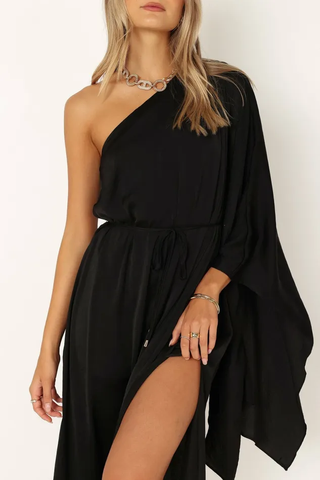 Event Dresses Matilda One Shoulder Maxi Dress Black Petal and Pup Women