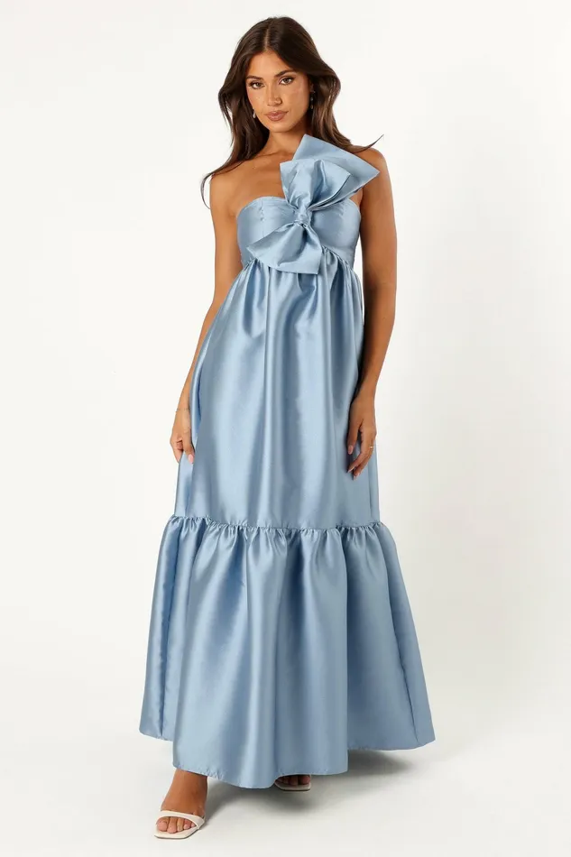 Event Dresses Petal and Pup Women Betina Bow Front Maxi Dress Blue