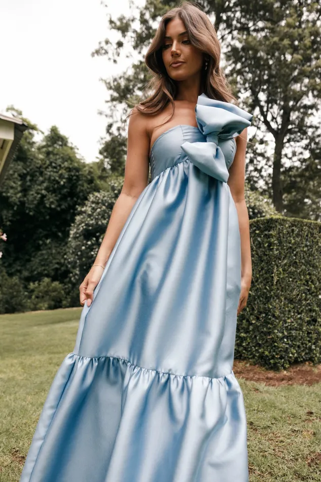 Event Dresses Petal and Pup Women Betina Bow Front Maxi Dress Blue