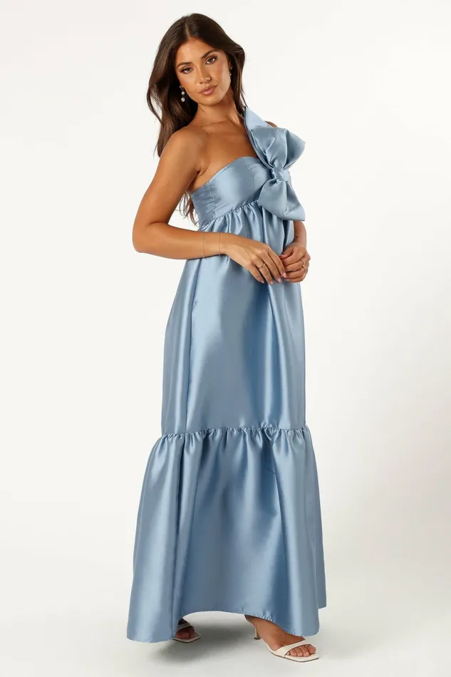 Event Dresses Petal and Pup Women Betina Bow Front Maxi Dress Blue