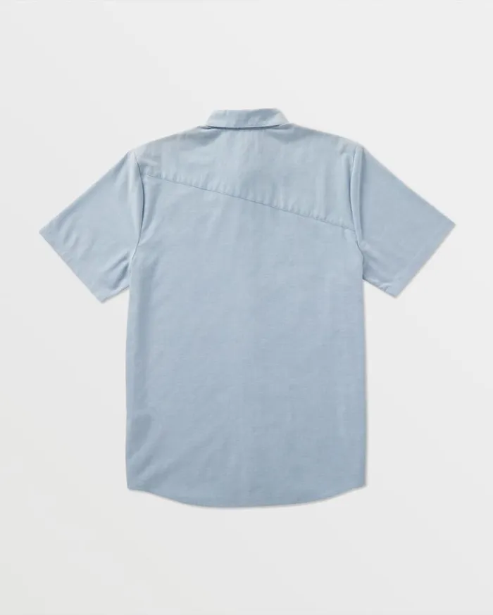 Everett Oxford Short Sleeve Shirt 8211 Wrecked Indigo Mens Volcom Shirts and Flannels