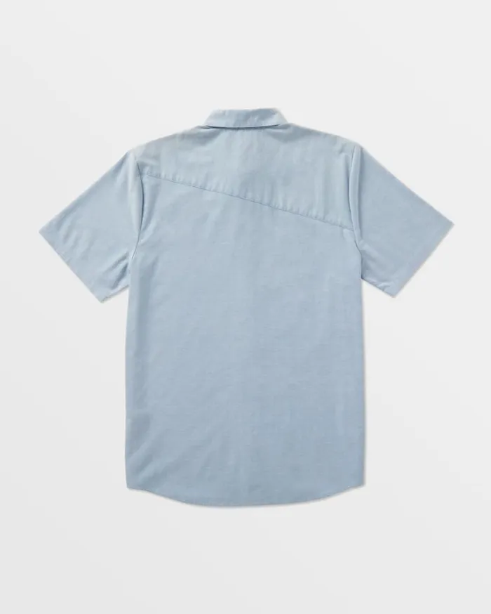 Everett Oxford Short Sleeve Shirt 8211 Wrecked Indigo Mens Volcom Shirts and Flannels