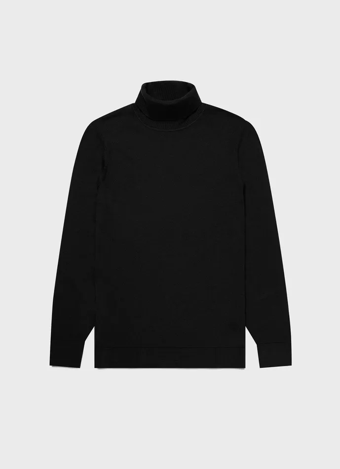 ExtraFine Merino Roll Neck Black Knitwear ussunspel Men