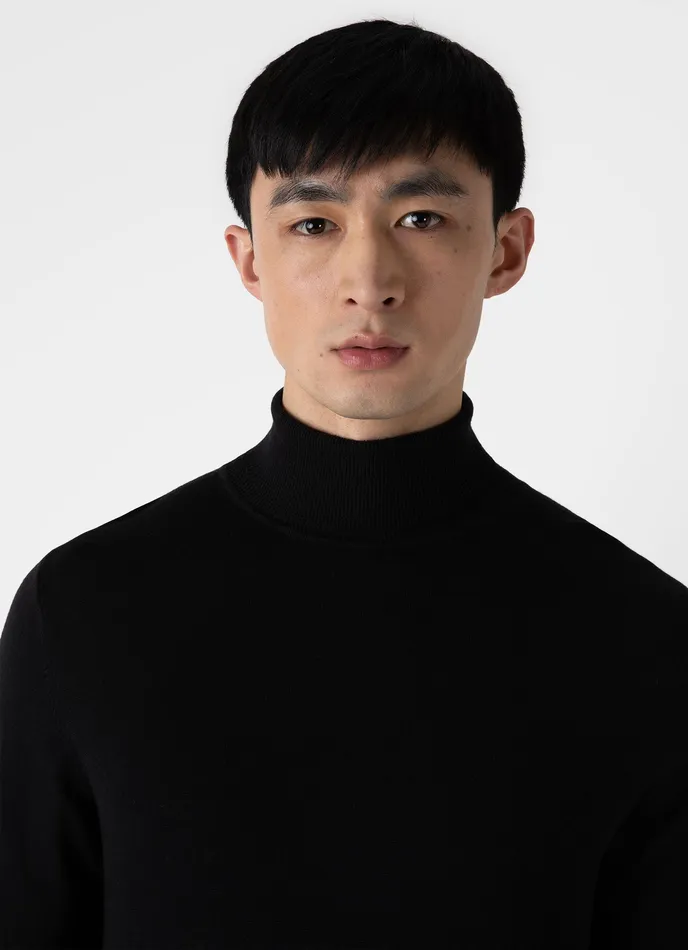 ExtraFine Merino Roll Neck Black Knitwear ussunspel Men ExtraFine Merino Roll Neck Black Knitwear ussunspel Men