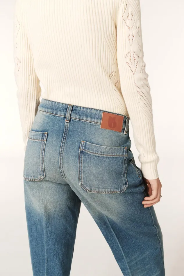 Faded Jeans Vecchi Blue Women Baandsh Pants and Jeans