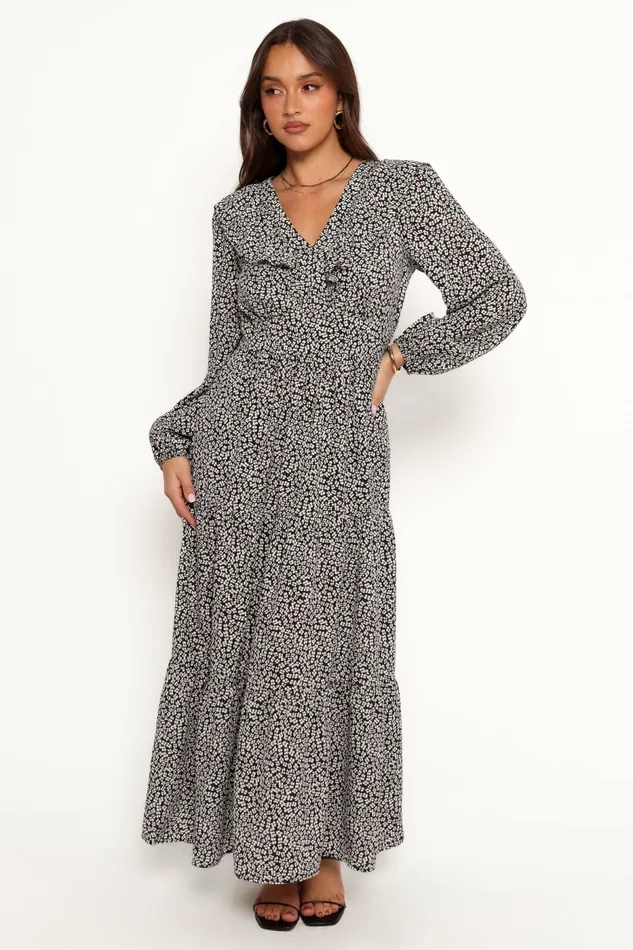 Fall Dresses Sophie Long Sleeve Maxi Dress BlackIvory Petal and Pup Women