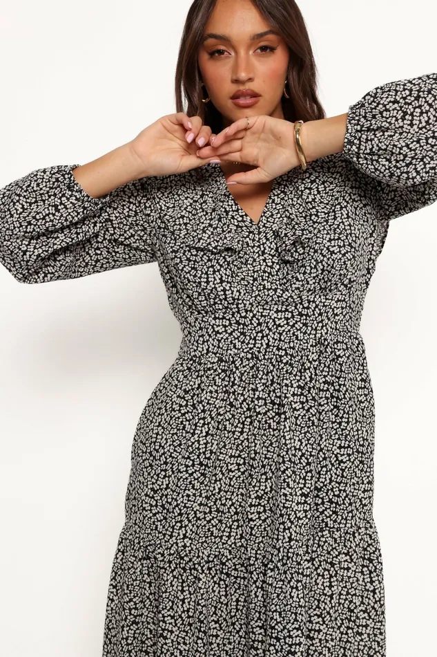 Fall Dresses Sophie Long Sleeve Maxi Dress BlackIvory Petal and Pup Women