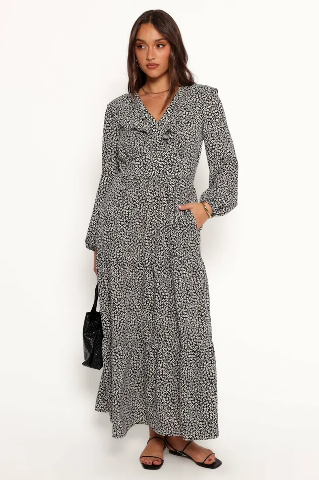 Fall Dresses Sophie Long Sleeve Maxi Dress BlackIvory Petal and Pup Women