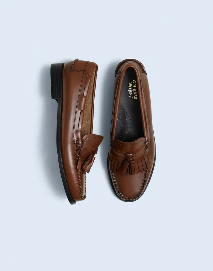 Flats and Loafers Women Madewell GHBASS Esther Kiltie Tassel Weejuns Loafers Cognac