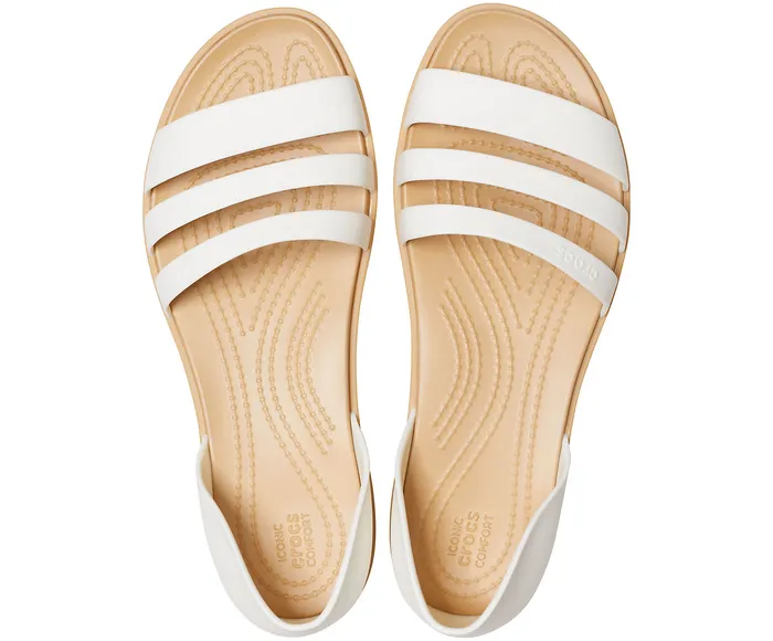Flats Women Crocs Crocs Tulum Open Flat Oyster Tan