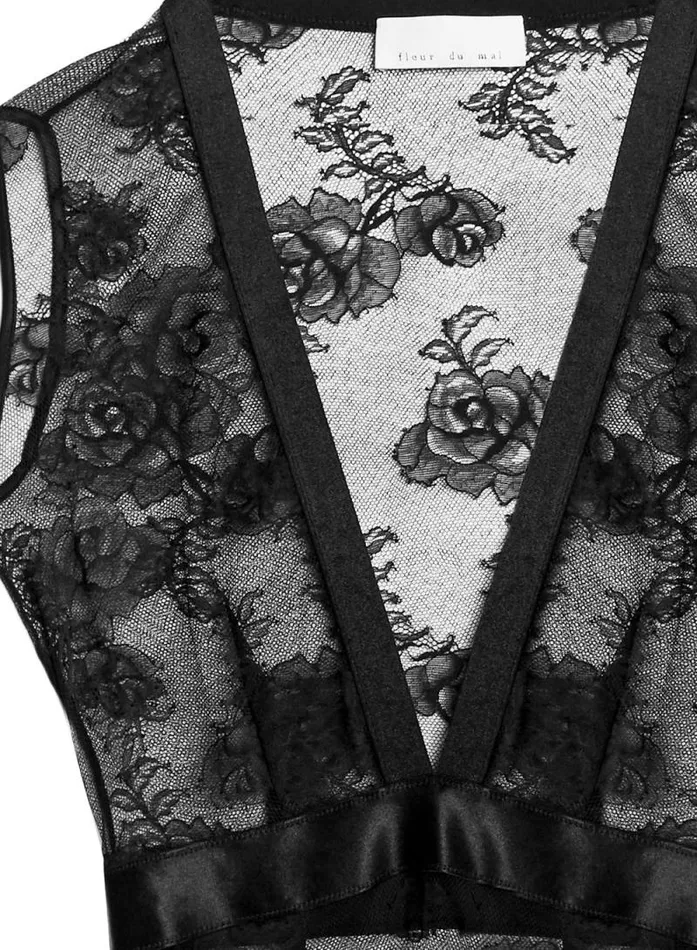 Fleur Du Mal Bodysuits Bouquet Lace Deep V Bodysuit Black 8211 Women