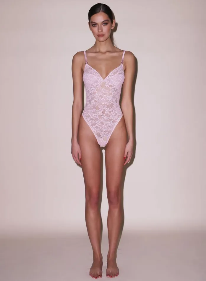 Fleur Du Mal Bodysuits Le Stretch Lace Wireless Bodysuit Ballet Pink 8211 Women