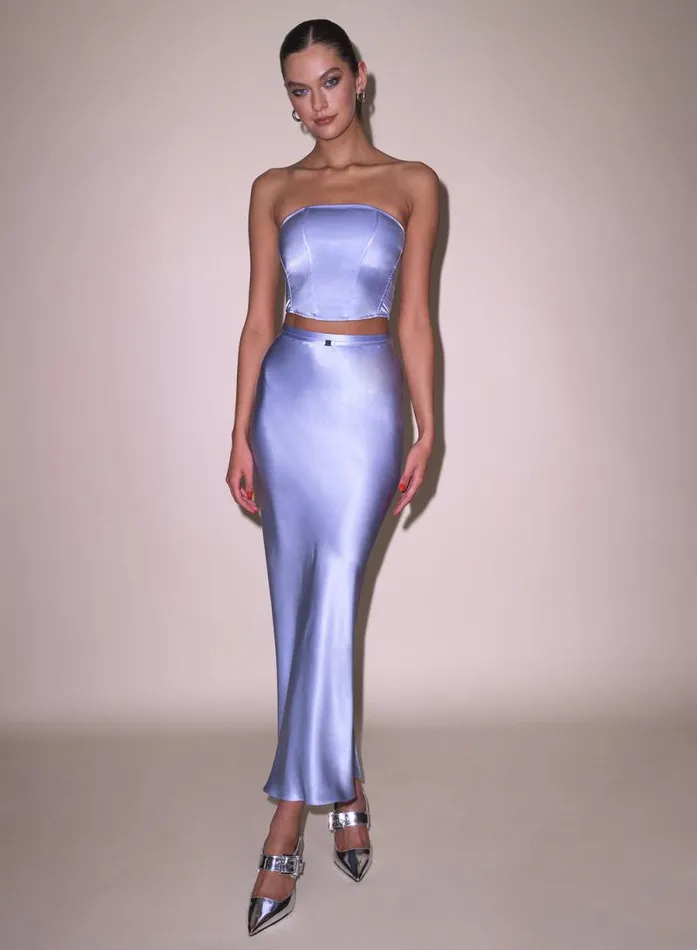 Fleur Du Mal Bottoms Silk Bias Skirt Pastel Sky 8211 Women