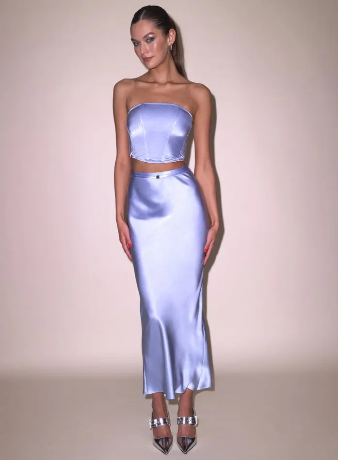 Fleur Du Mal Bottoms Silk Bias Skirt Pastel Sky 8211 Women Fleur Du Mal Bottoms Silk Bias Skirt Pastel Sky 8211 Women