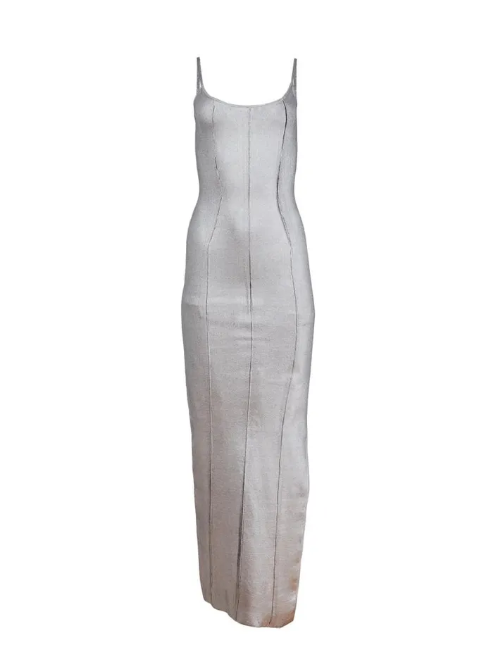 Fleur Du Mal Dresses Flash Rib Dress Metallic Gunmetal 8211 Women Fleur Du Mal Dresses Flash Rib Dress Metallic Gunmetal 8211 Women