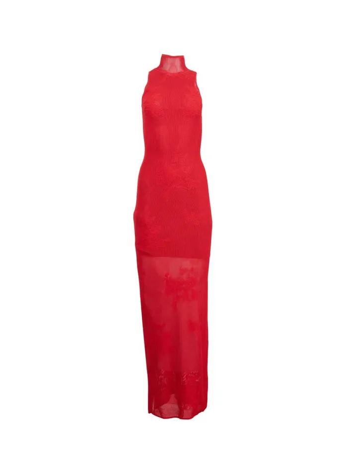 Fleur Du Mal Dresses Lace Pointelle Racer Dress Ruby Red 8211 Women