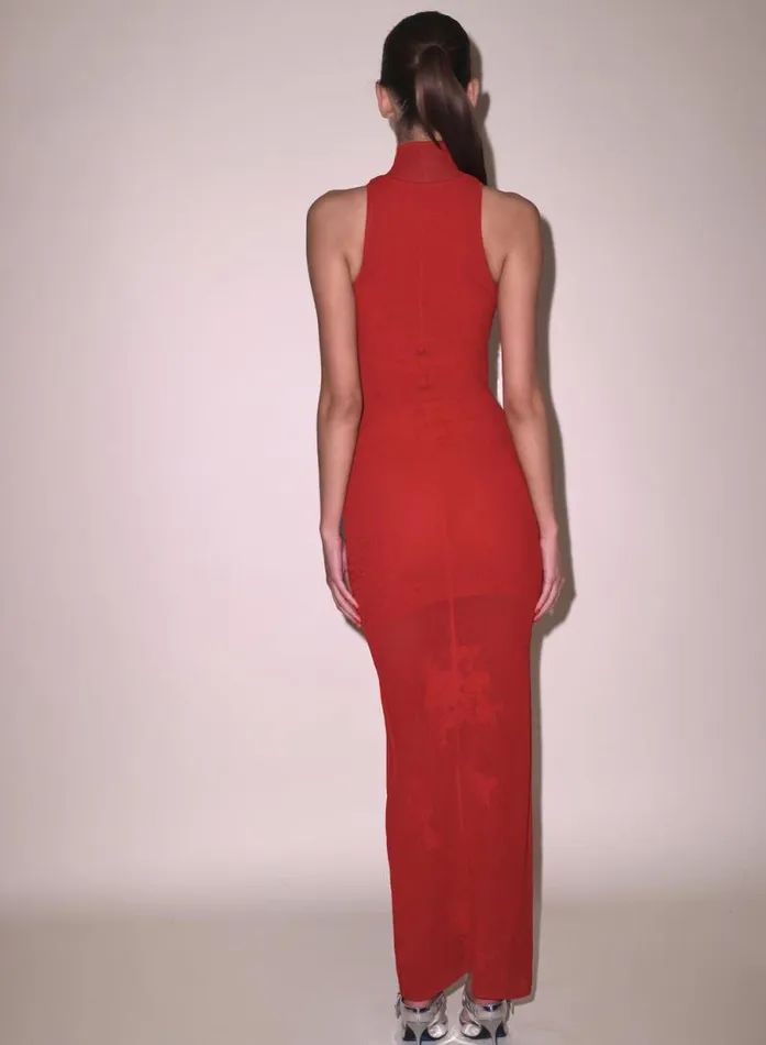Fleur Du Mal Dresses Lace Pointelle Racer Dress Ruby Red 8211 Women
