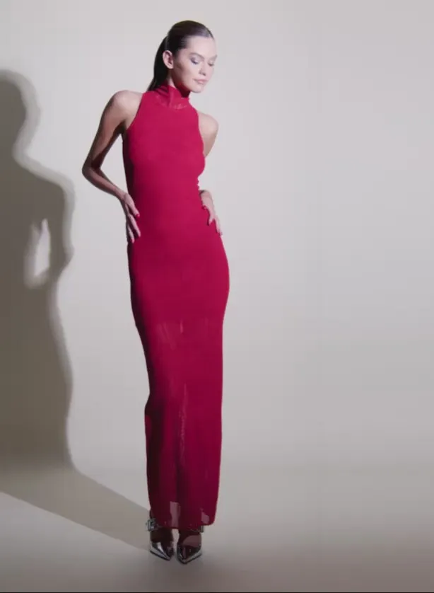 Fleur Du Mal Dresses Lace Pointelle Racer Dress Ruby Red 8211 Women
