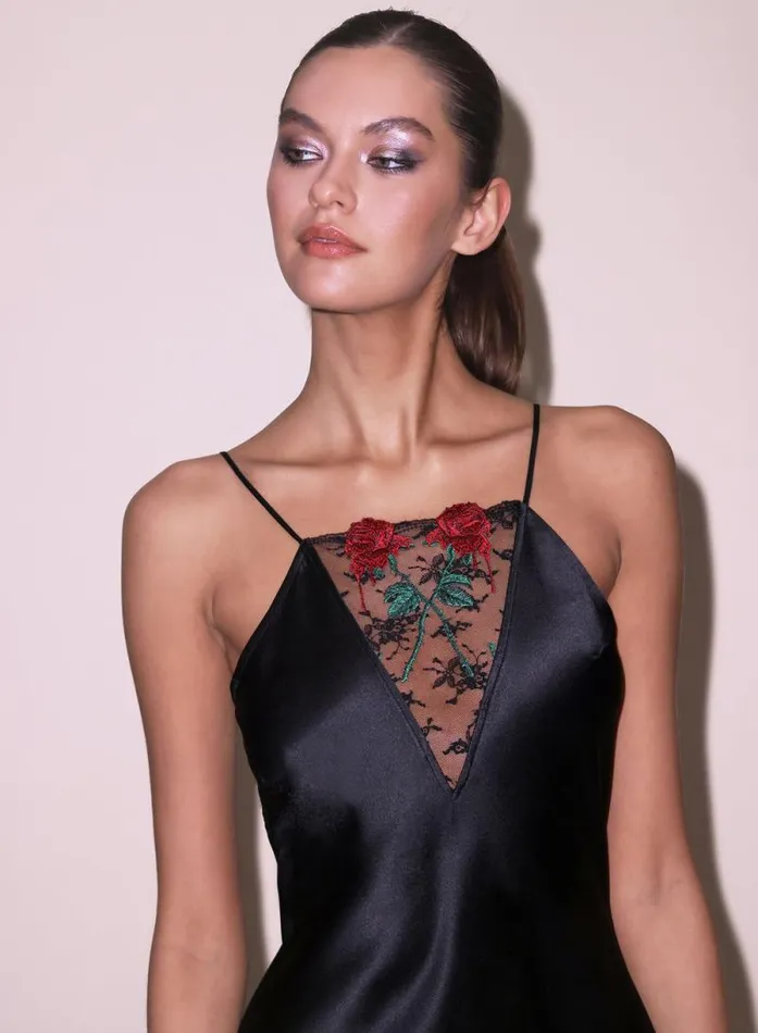 Fleur Du Mal Dresses Vampire Rose Embroidery Slip Dress Black 8211 Women Fleur Du Mal Dresses Vampire Rose Embroidery Slip Dress Black 8211 Women