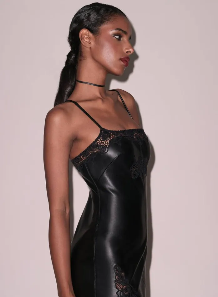 Fleur Du Mal Dresses Vegan Leather Guipure Mini Dress Black 8211 Women Fleur Du Mal Dresses Vegan Leather Guipure Mini Dress Black 8211 Women
